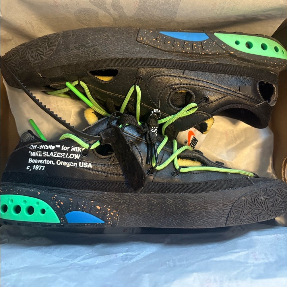 Nike Off White Blazer Low - Black Electro Green